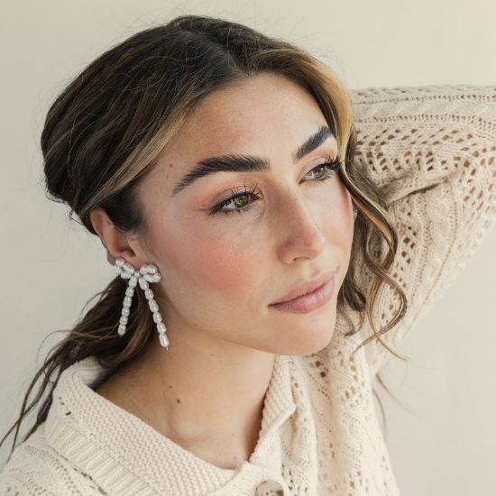 White Bow Earrings