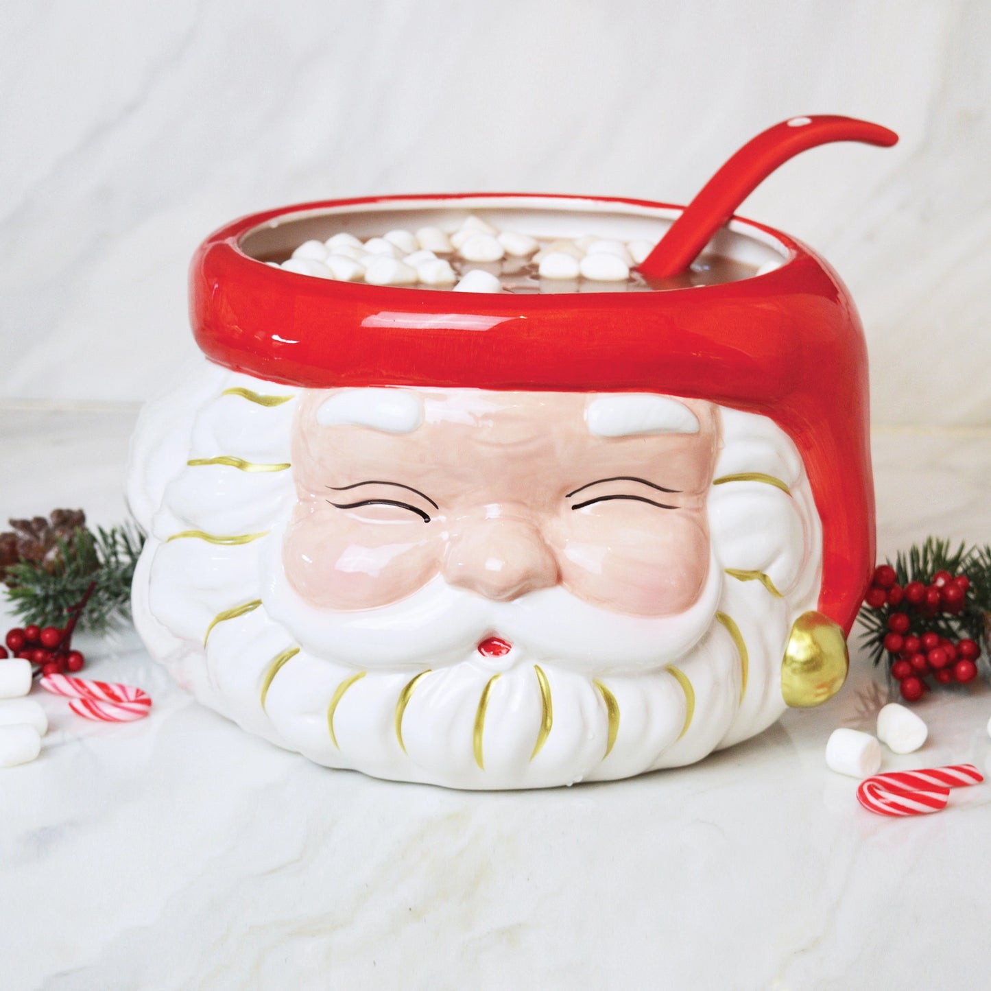 Red Santa Punch Bowl & Ladle - PREORDER