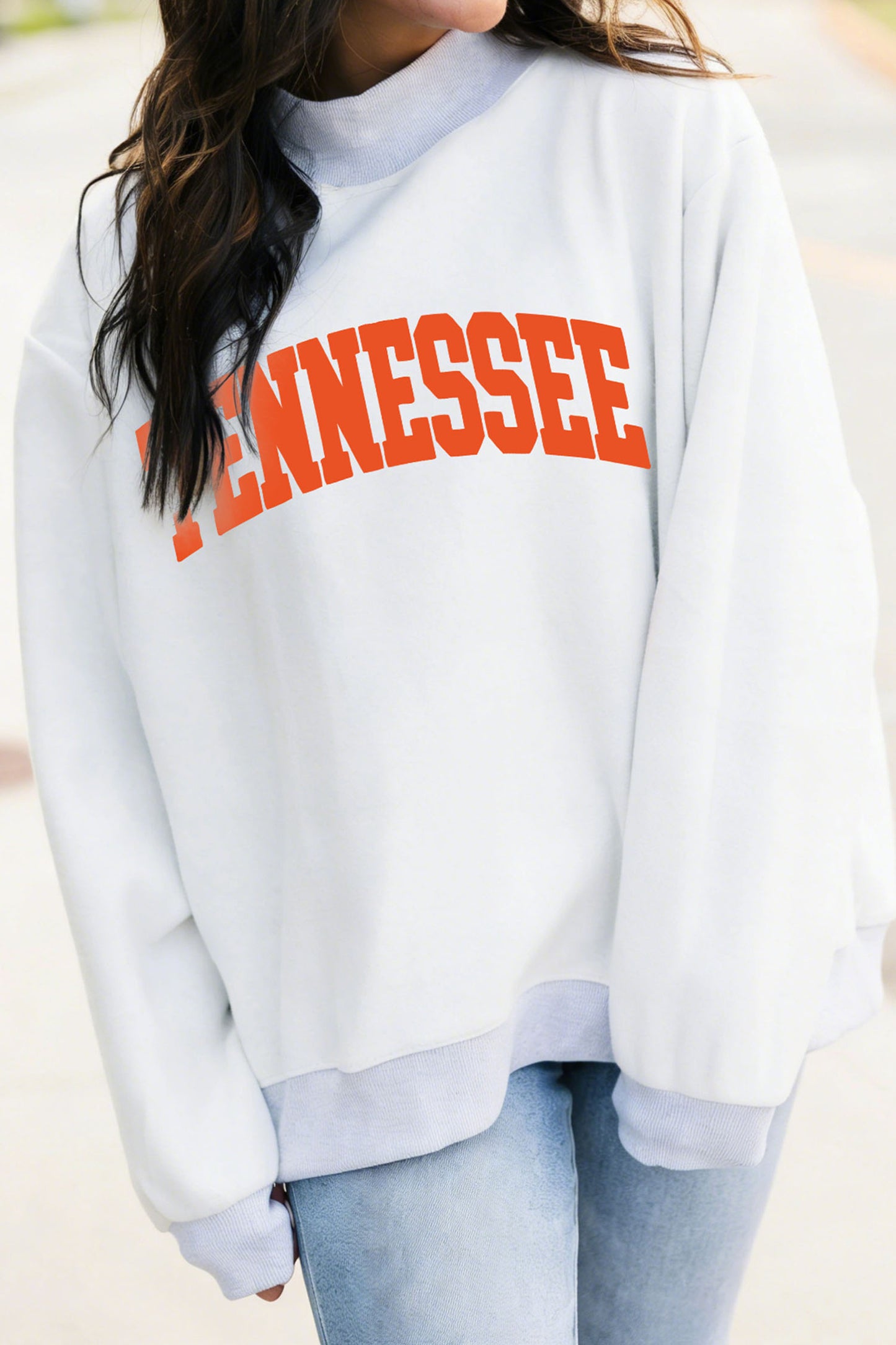 Light Grey TN TENNESSEE Double Printed Reversible Mock Neck Sweatshirt