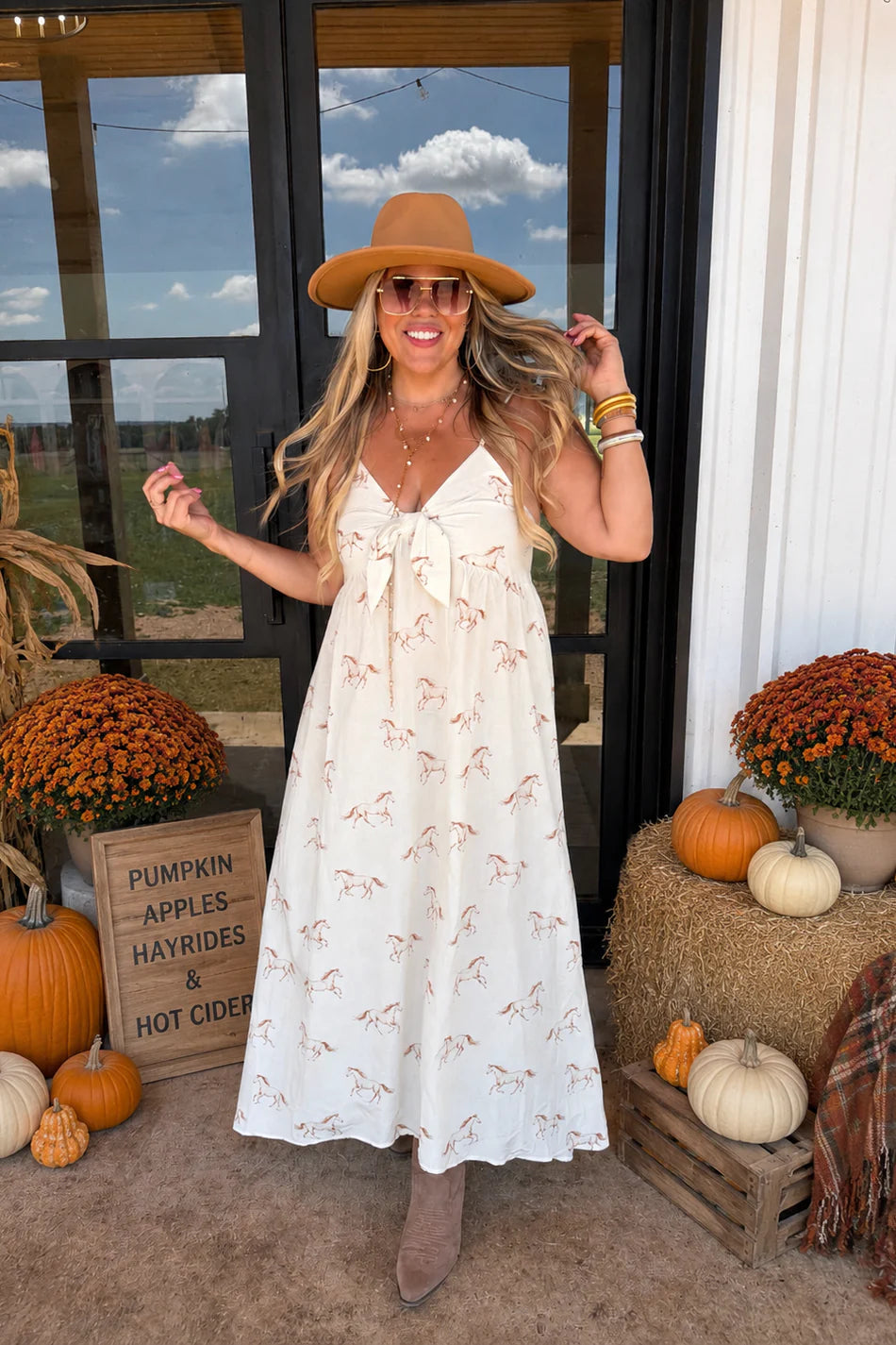 WESTERN CHARM HORSE MAXI DRESS - PREORDER