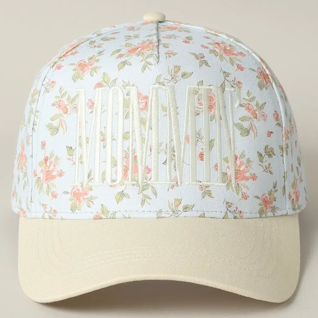 Mommin' Embroidered Flower Pattern trucker Hat