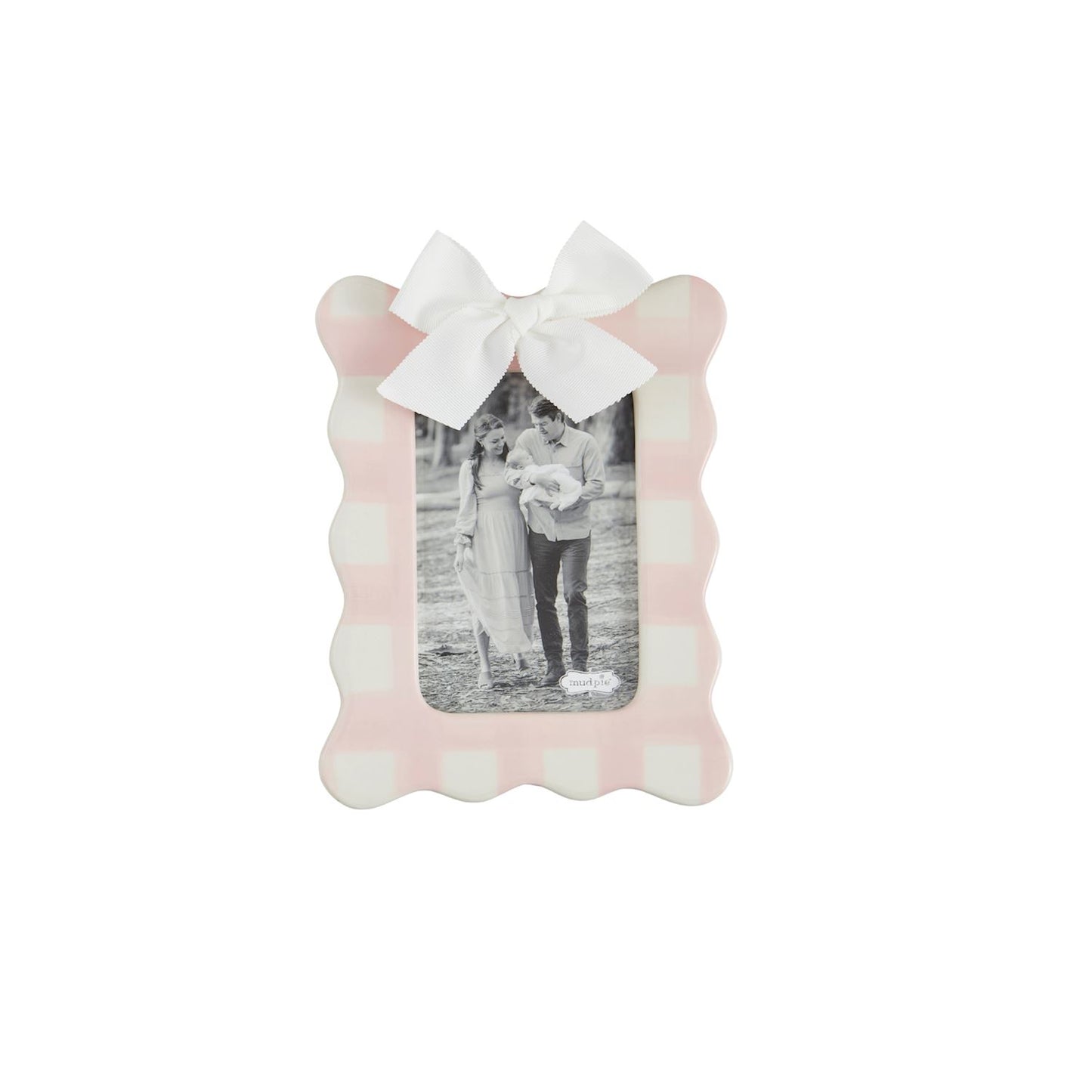 Mud Pie Vertical Pink Gingham Bow Frame