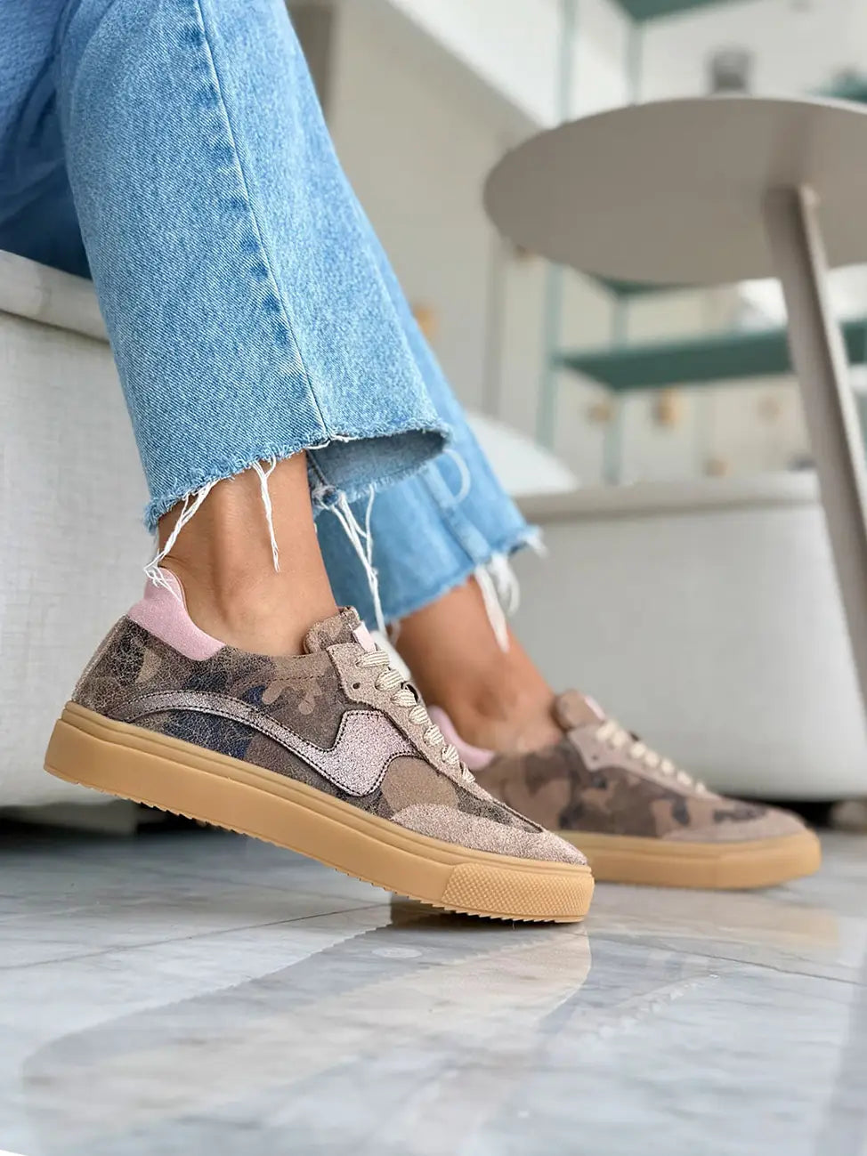 Made To Order -Novalis - Army Pewter - Cow Leather Sneakers - PREORDER