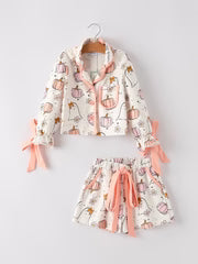 Halloween Ghost Pumpkin Print Girls Pajama Set - PREORDER