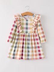 Fall Plaid Long Sleeve Girls Dress
