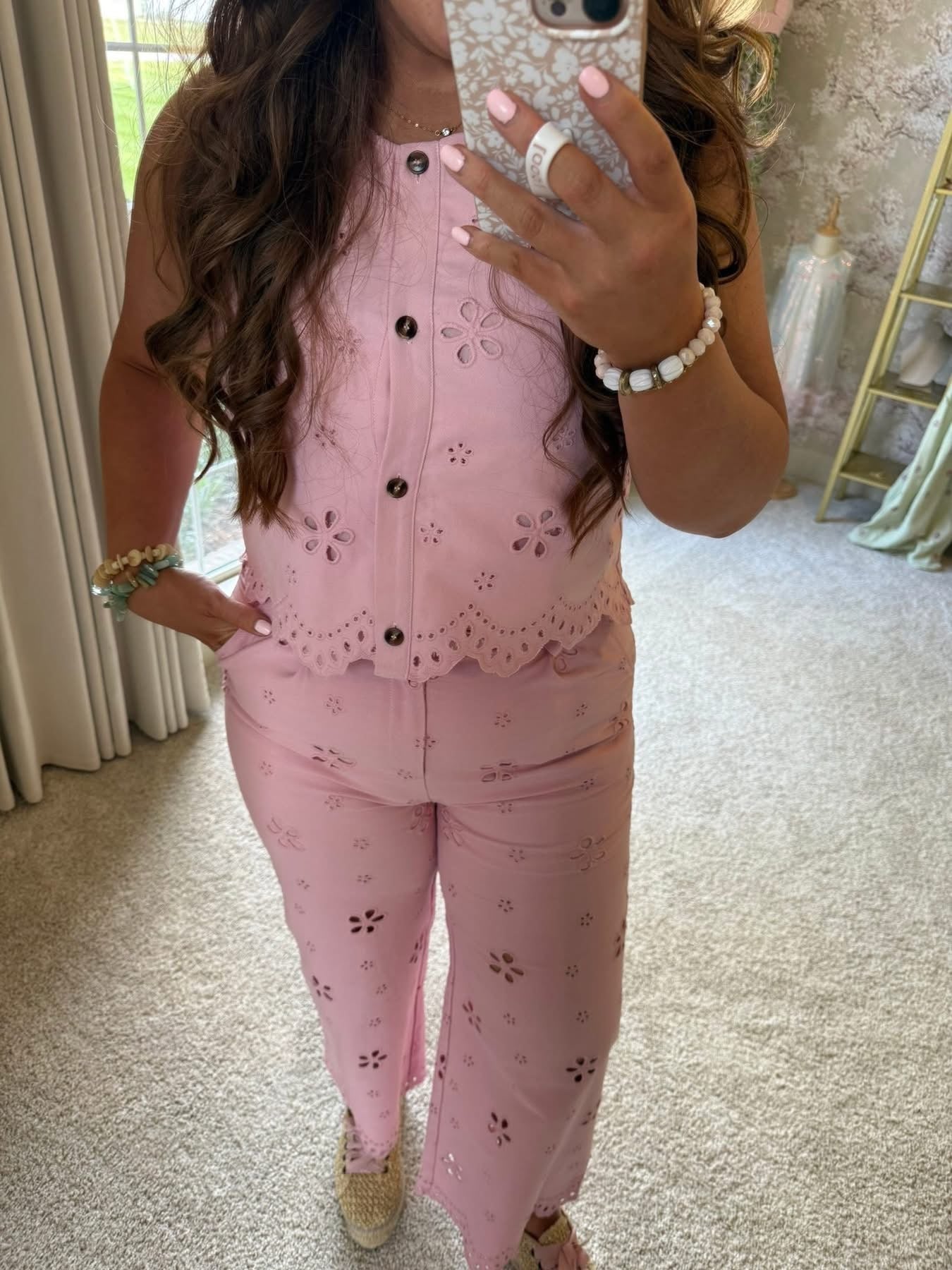 Pink Eyelet Set