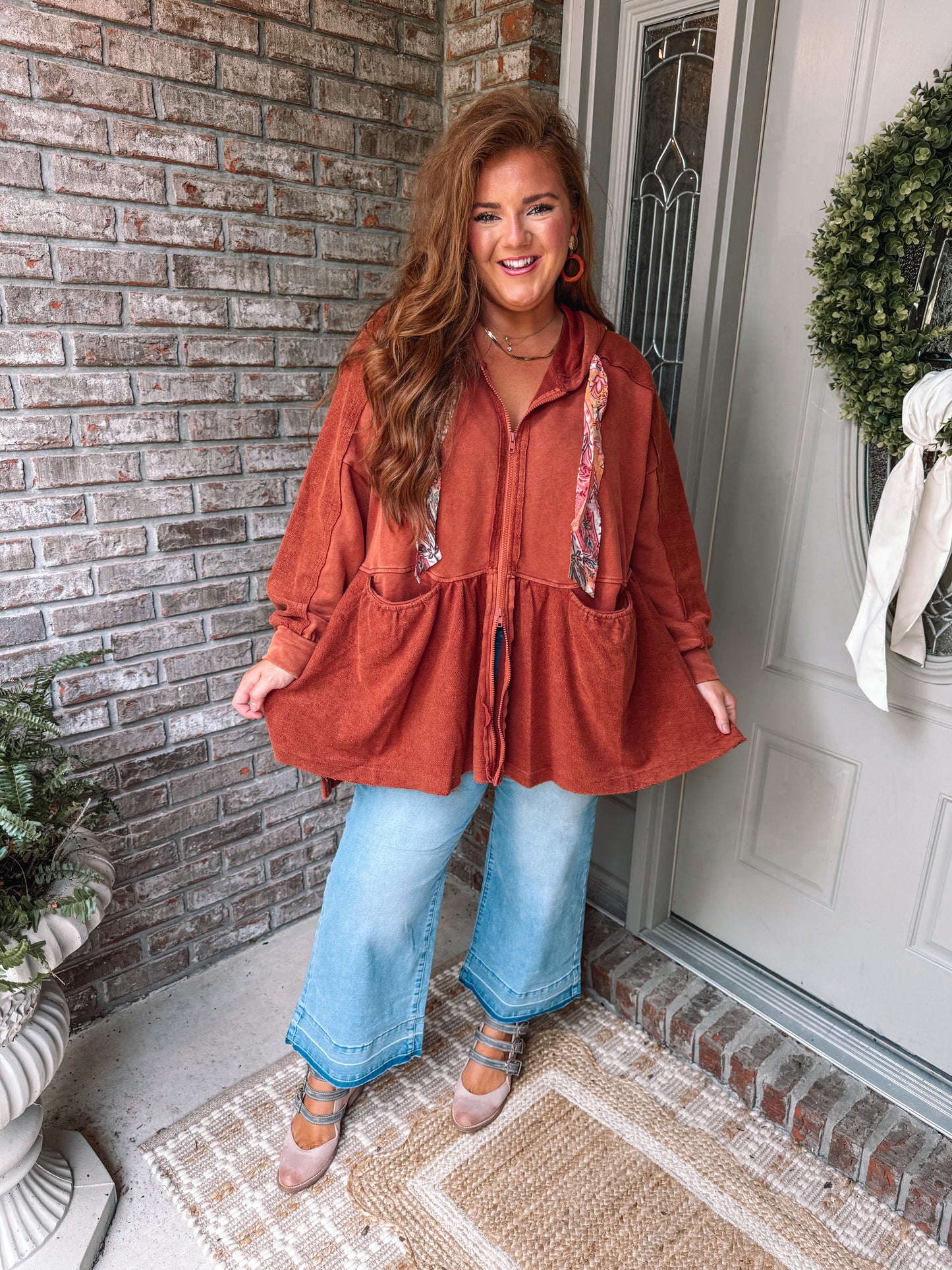 Mineral Washed Slouchy Lounge Zip Up Jacket