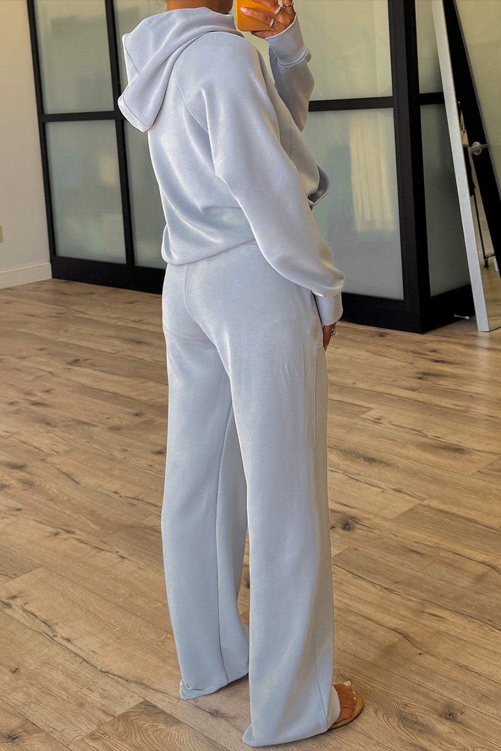 Beau Blue Bouquet Half Zip Thumbhole Sleeve Hoodie Active Pants 2pcs Outfit - PREORDER
