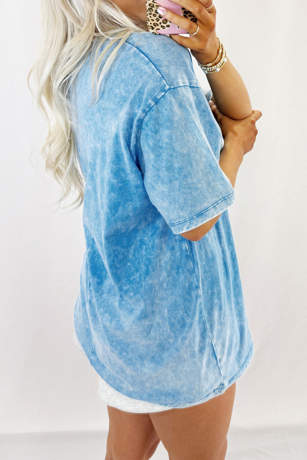 Blue USA Star Print Mineral Washed Cotton Tee - PREORDER