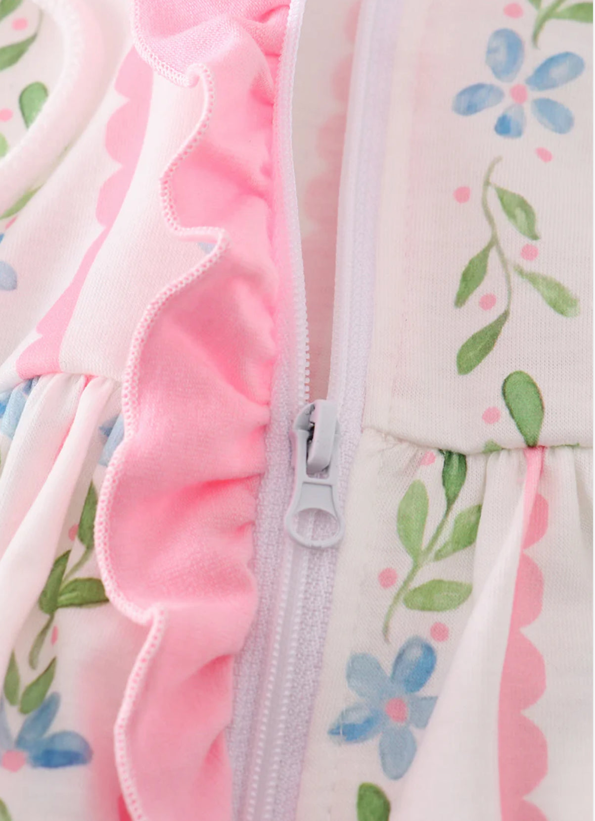 PINK FLORAL PRINT GIRL RUFFLE HOODIE DRESS
