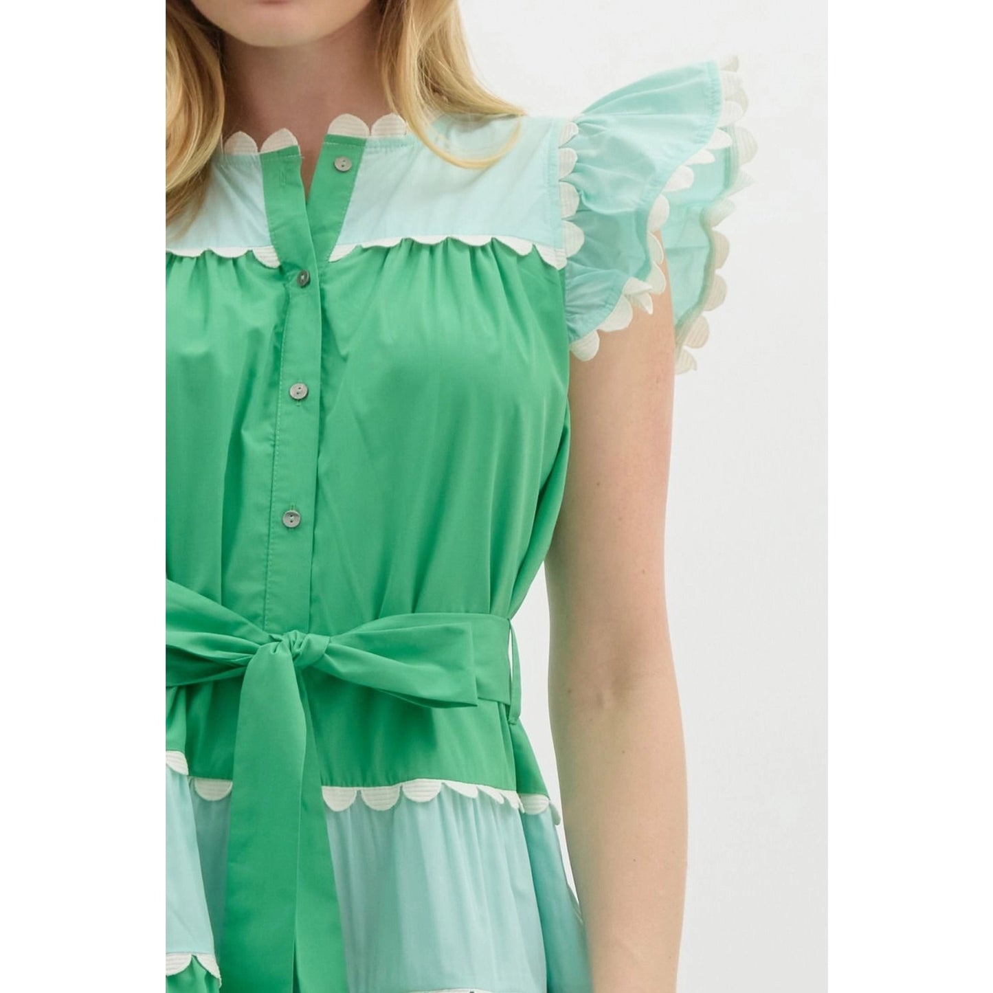 Colorblock Tiered Mini Dress