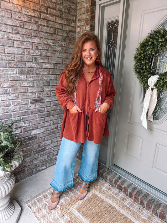 Mineral Washed Slouchy Lounge Zip Up Jacket