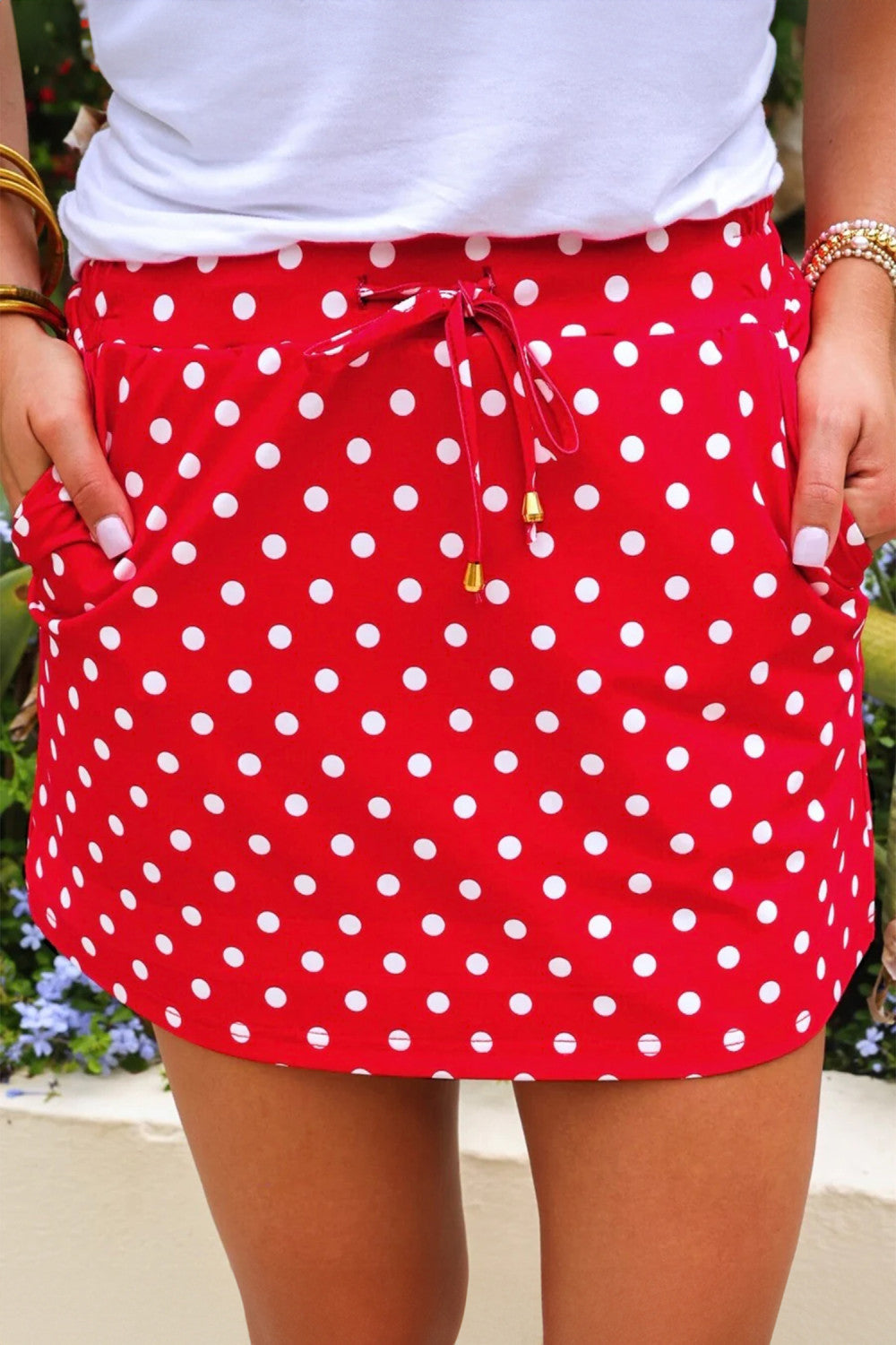 Fiery Red Polka Dot Skort