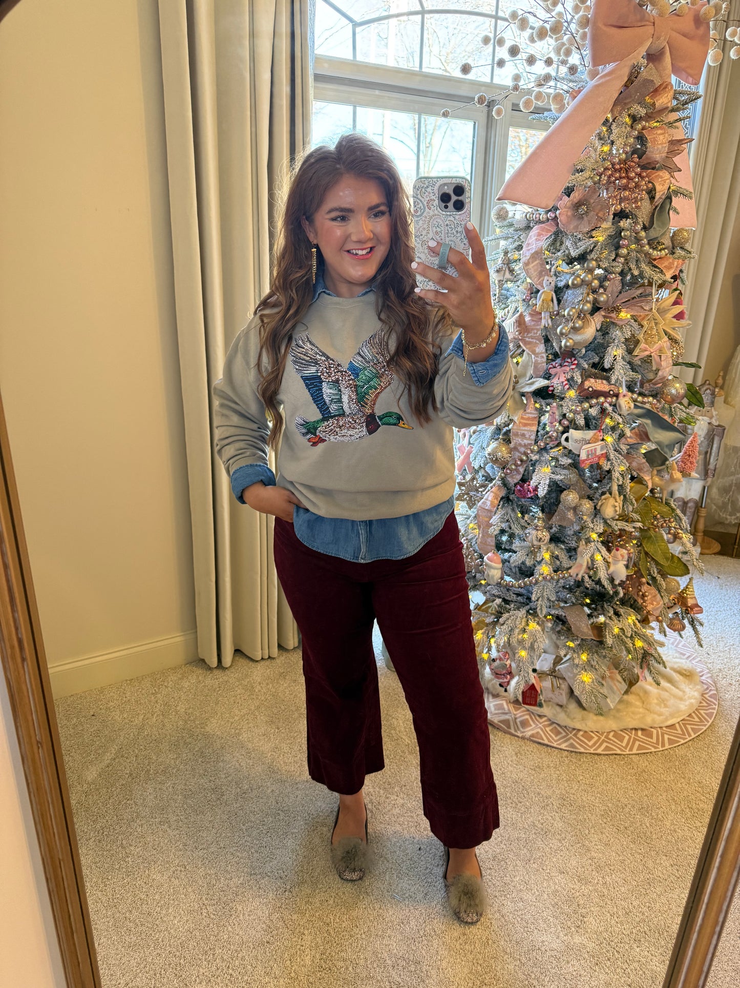 Faux Rhinestone Duck Sweatshirt - PREORDER