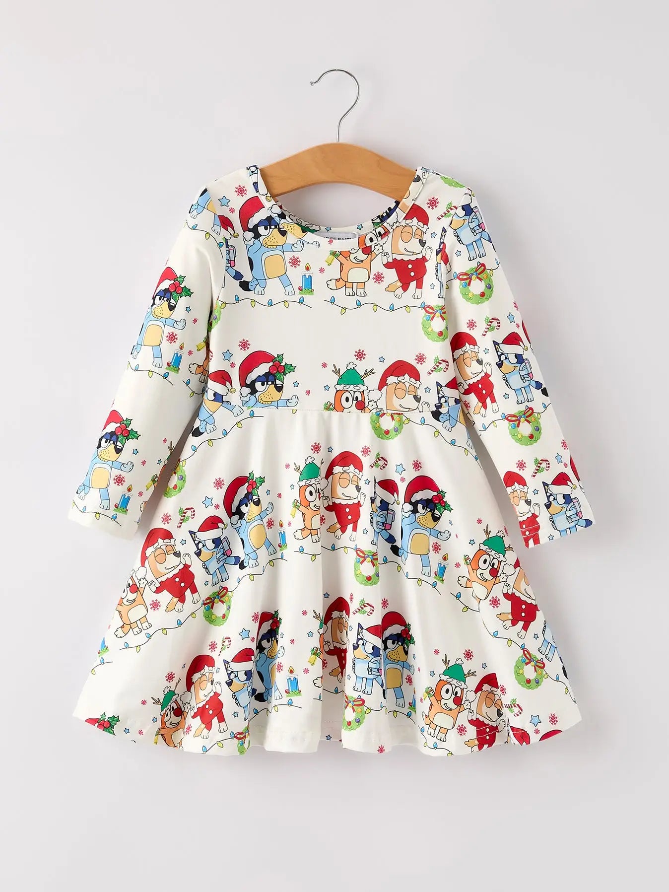 Winter Christmas Character Party Print Girls Dress - PREORDER