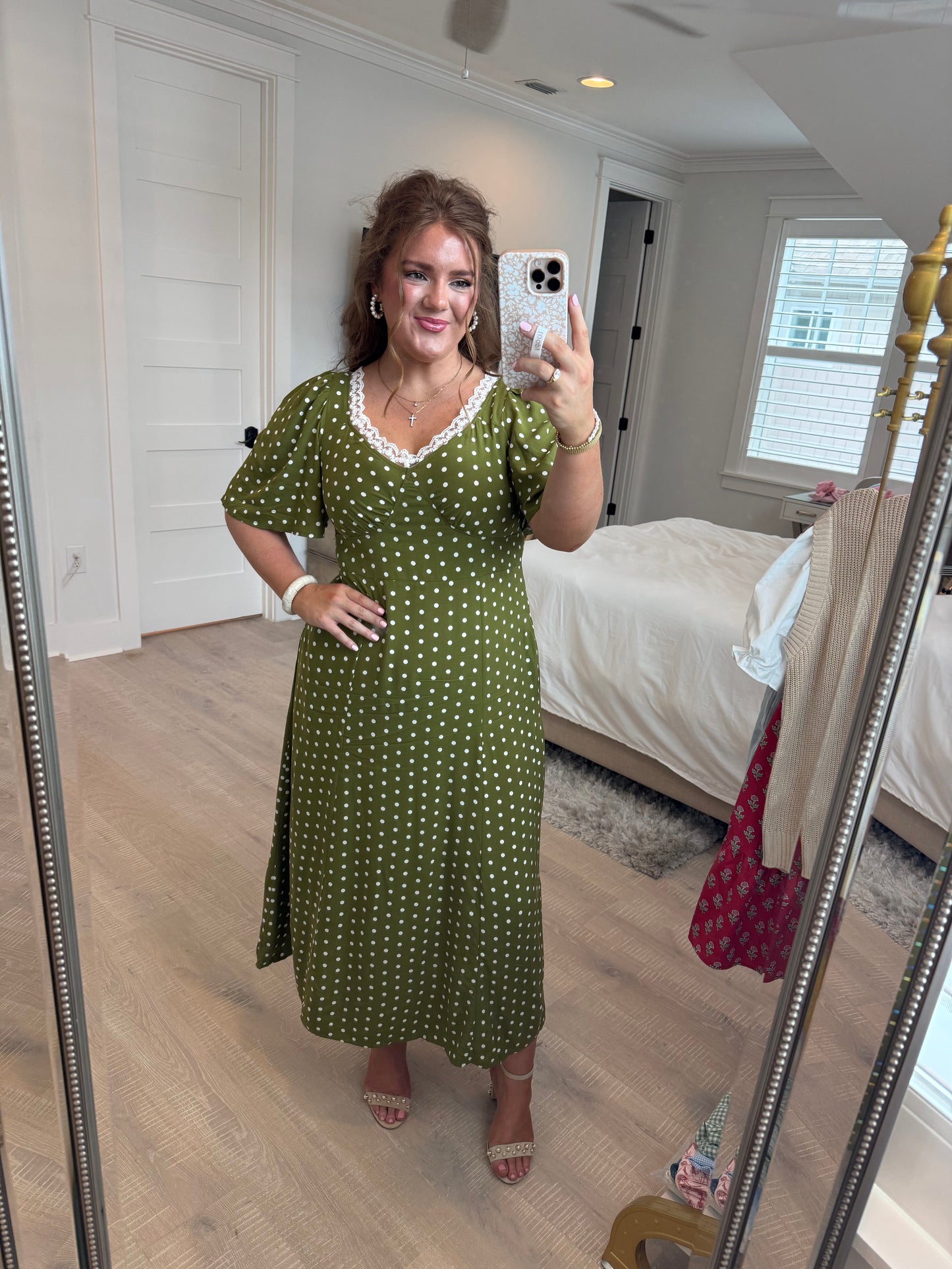 Olive Dreams Polka Dot Dress - PREORDER
