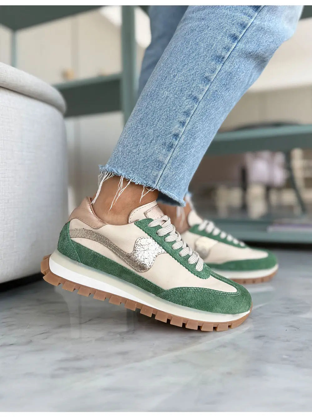 Made To Order - Lumia Green - Cow Leather Sneakers - PREORDER