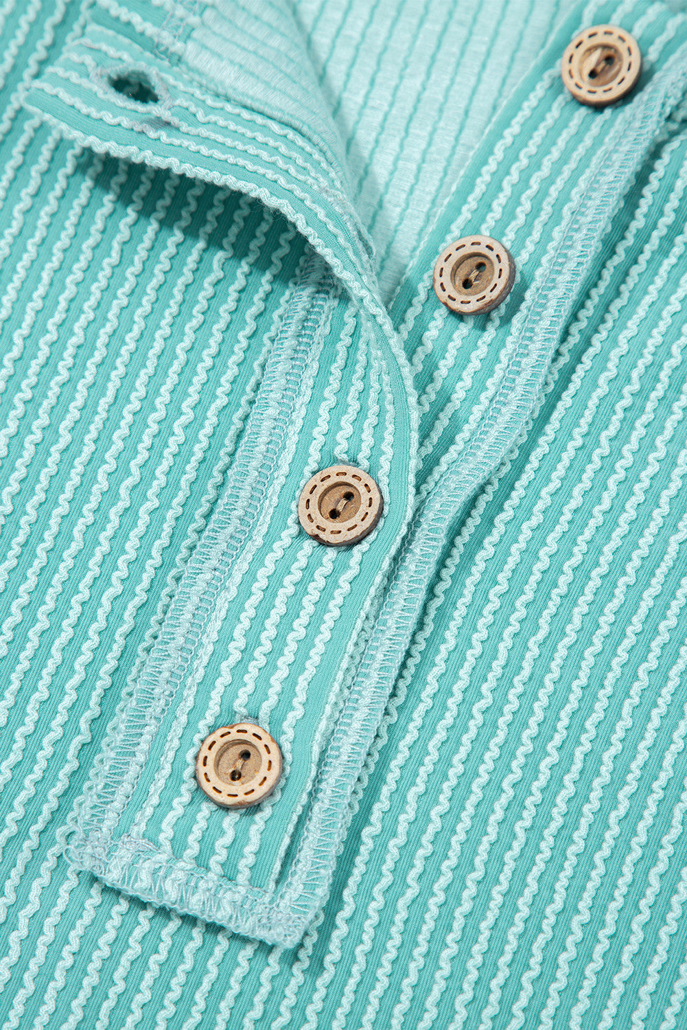 Multicolour Twisted Ribbed Knit Colorblock Henley Top - PREORDER