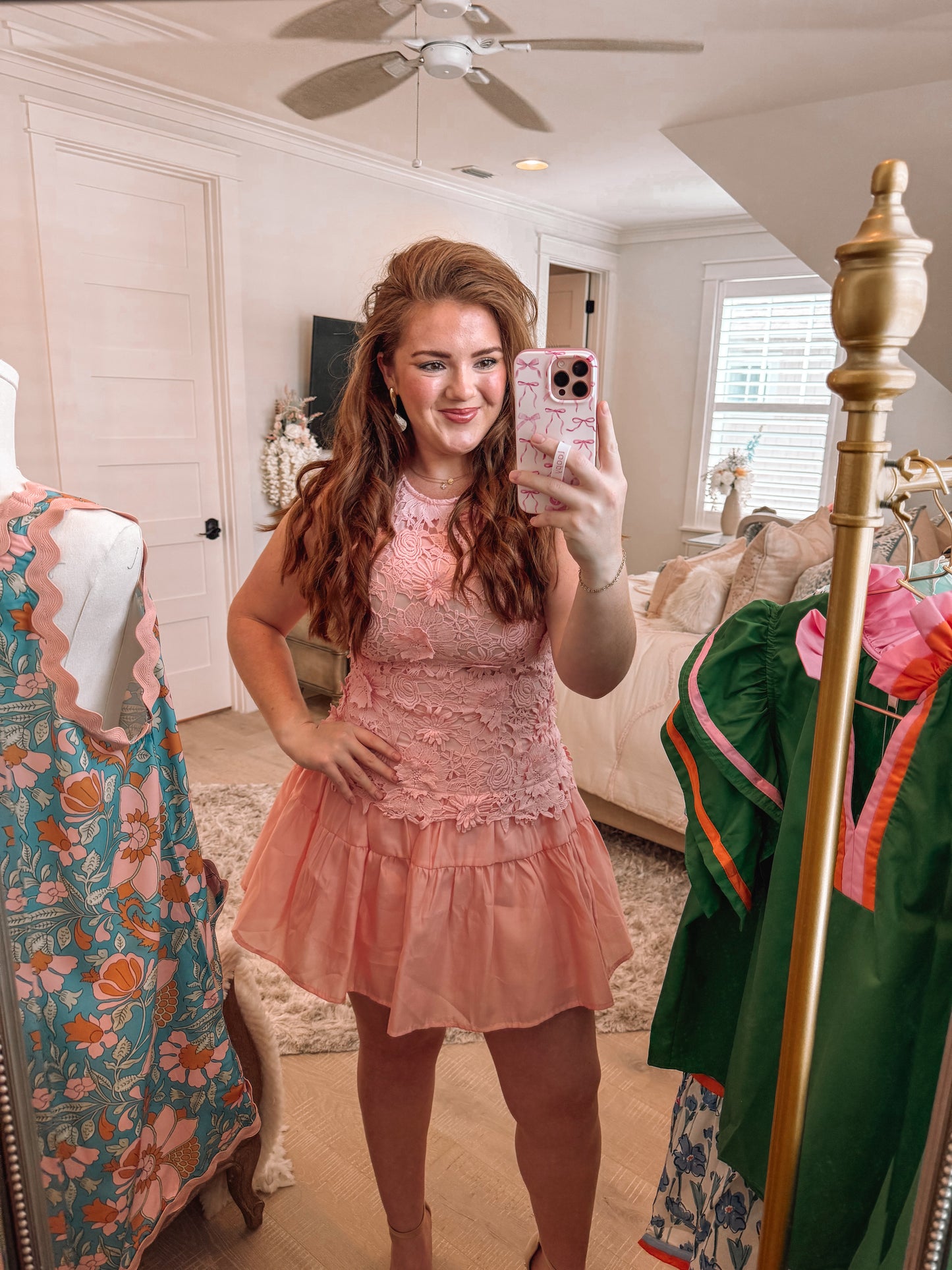 Sleeveless Floral Lace Tiered Mini Dress