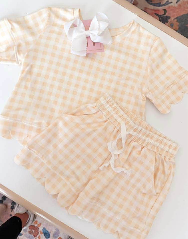 Yellow Gingham Scallop Set- PREORDER