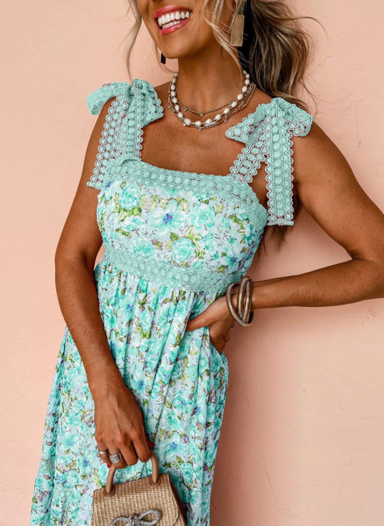 Green Floral Maxi Dress