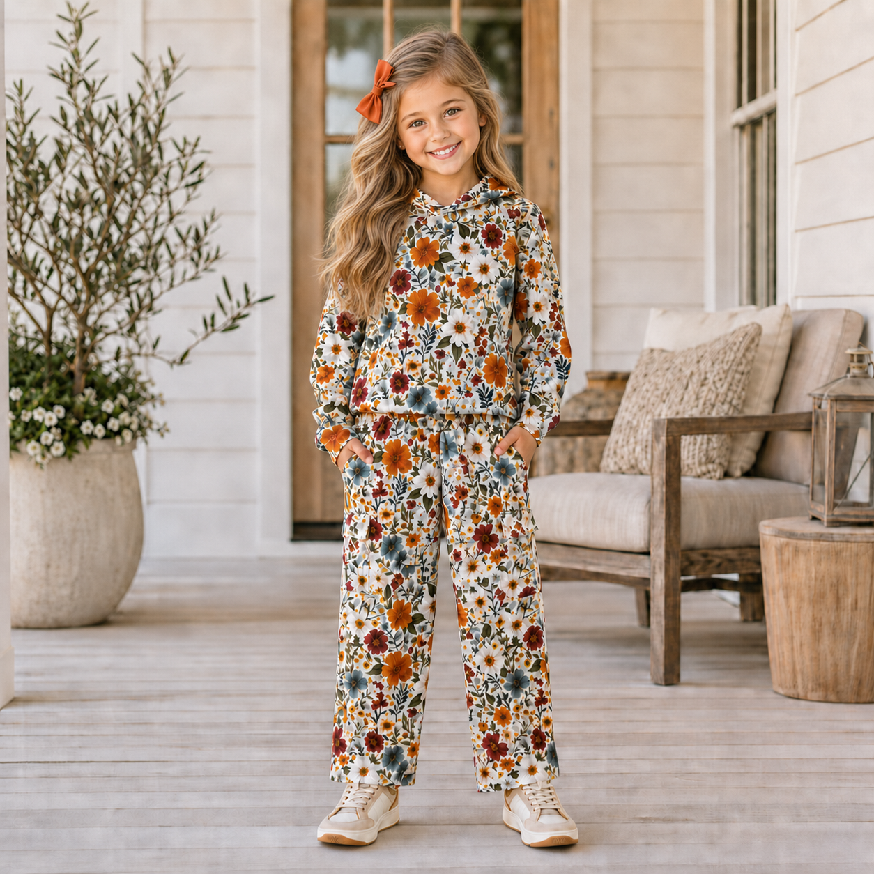 Girls Fall Floral Pant Set - PREORDER