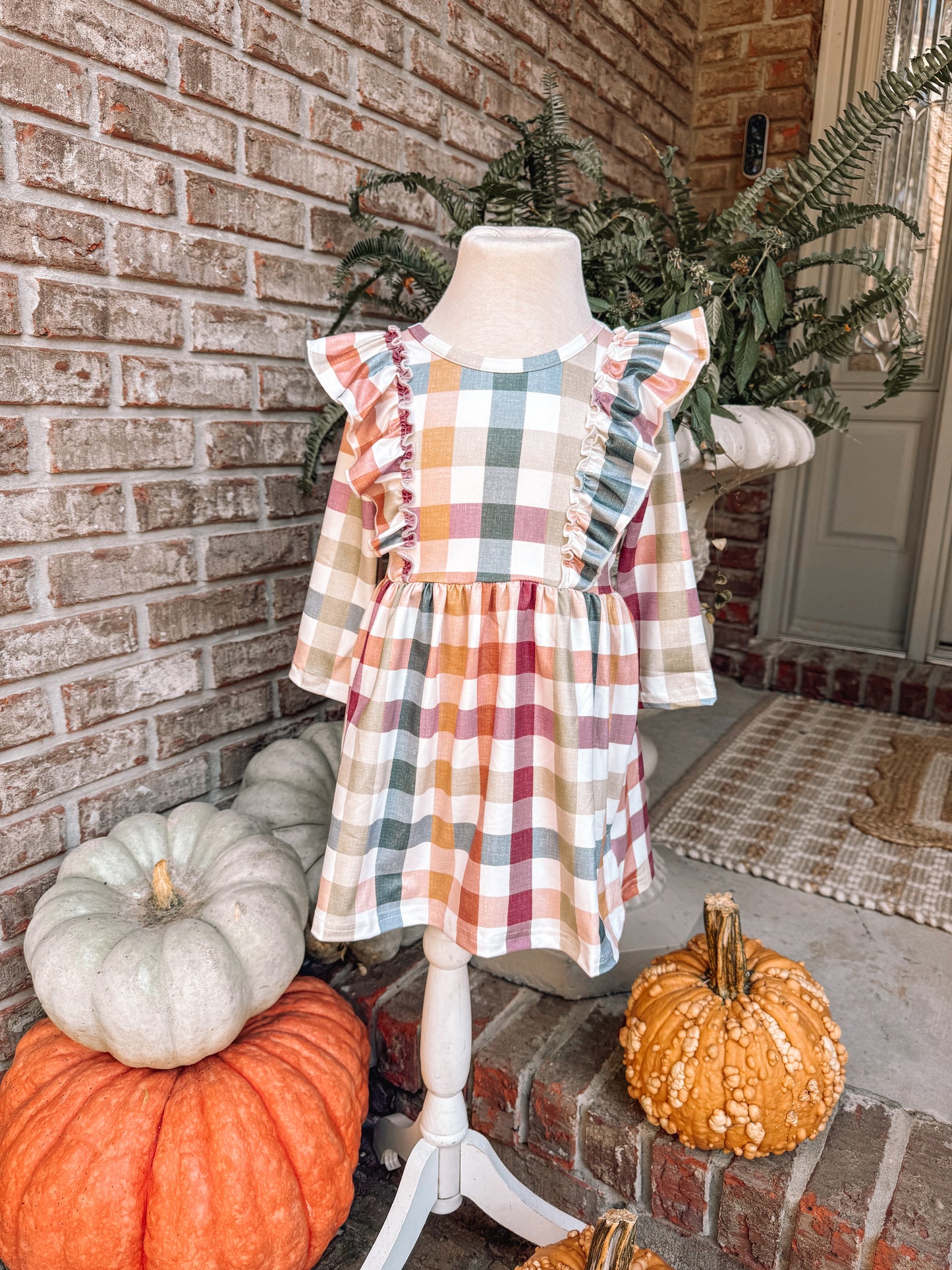 Fall Plaid Long Sleeve Girls Dress