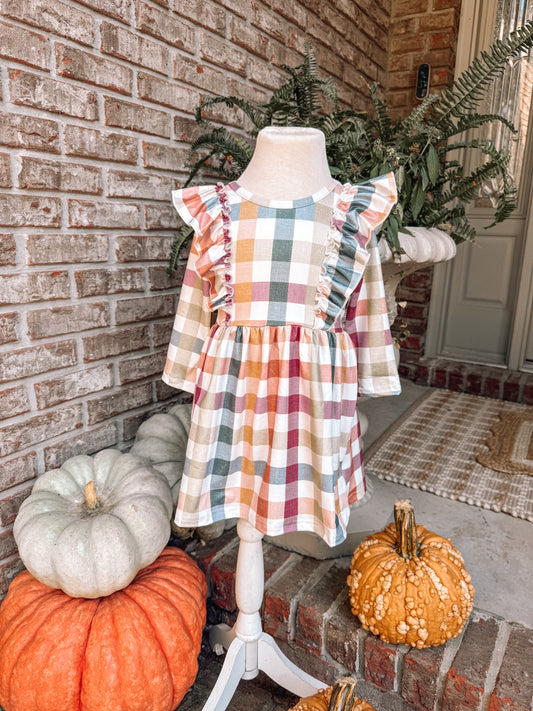 Fall Plaid Long Sleeve Girls Dress