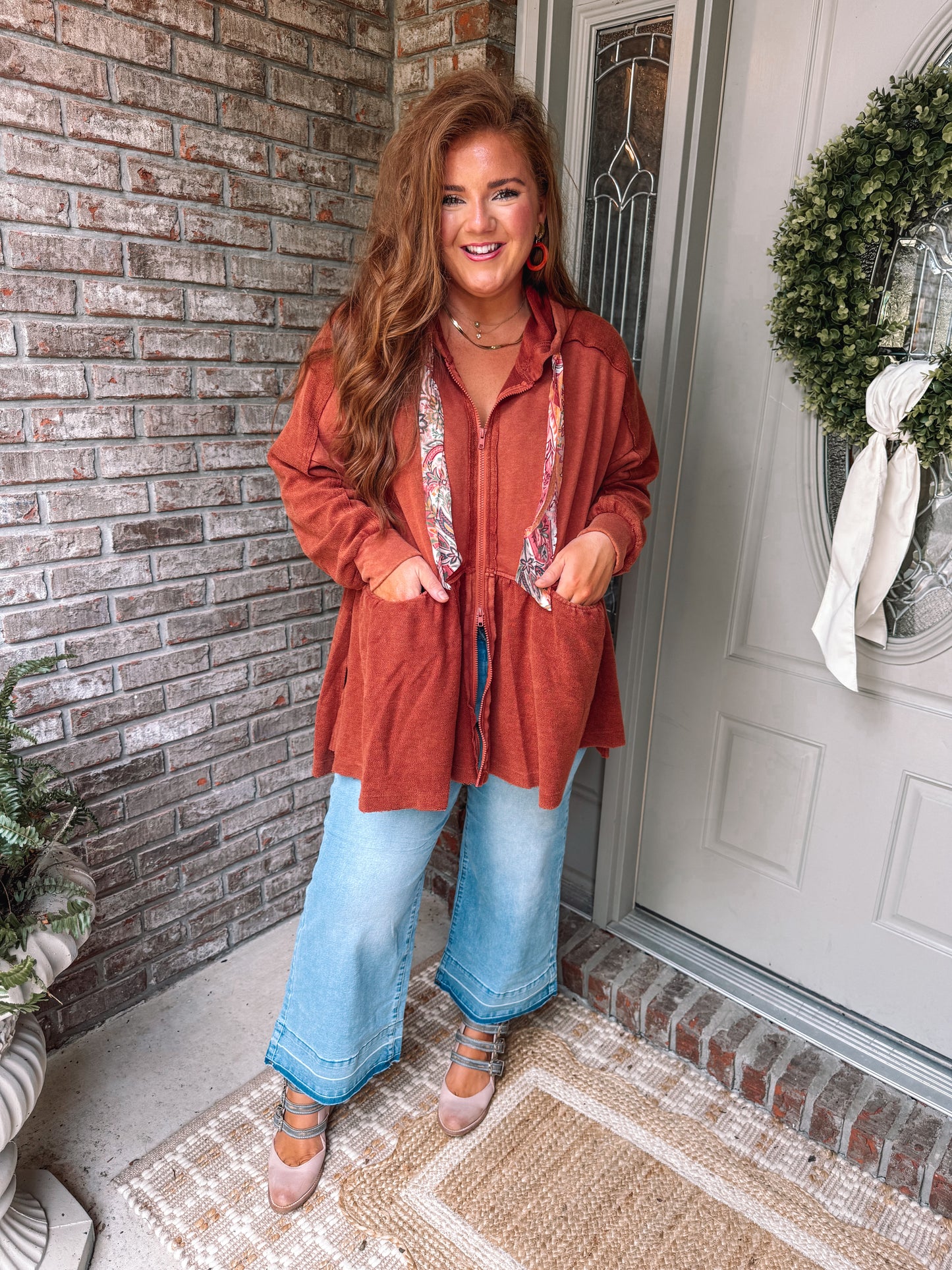 Mineral Washed Slouchy Lounge Zip Up Jacket