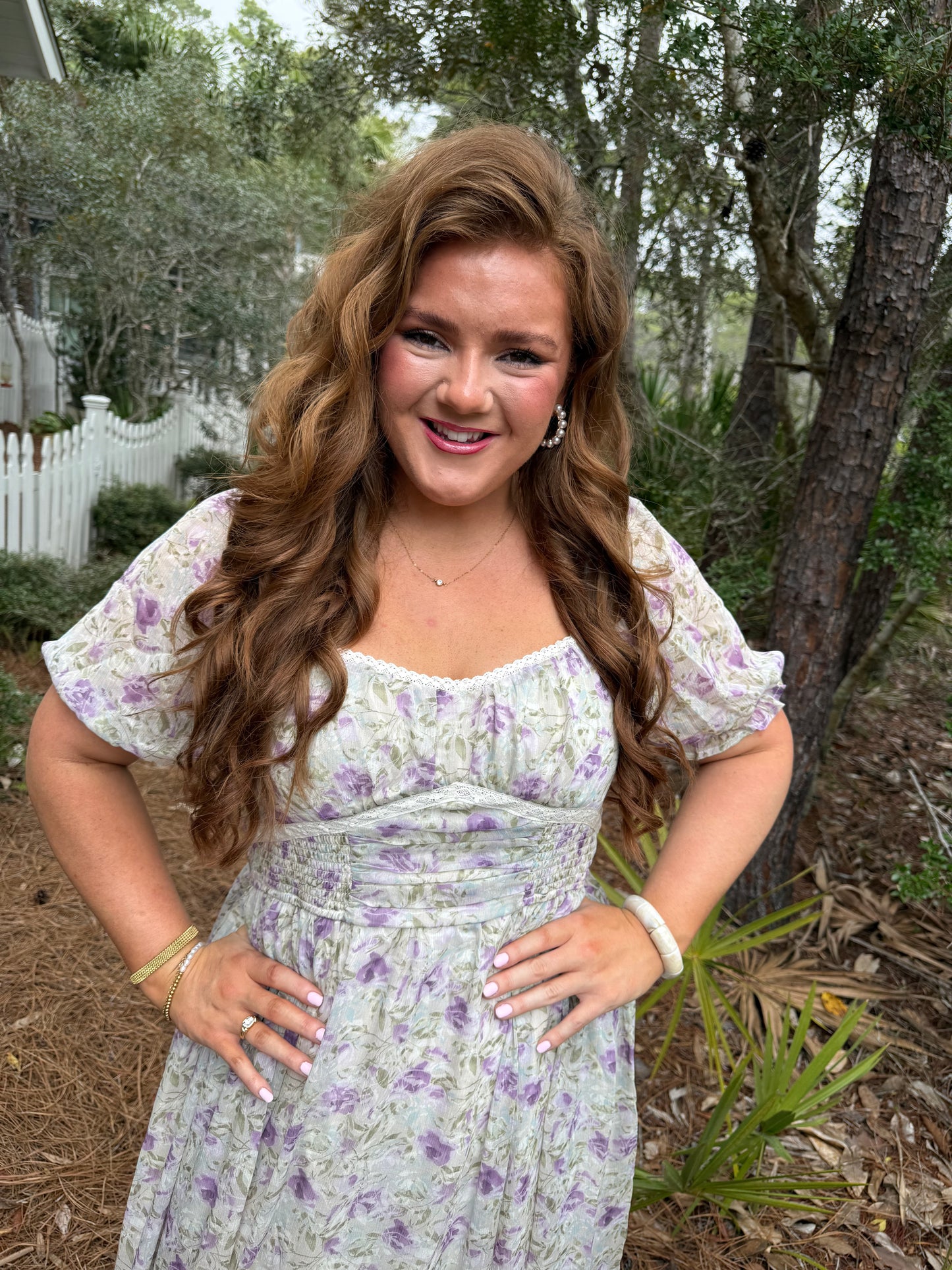 Floral Smocked Sweetheart Dress