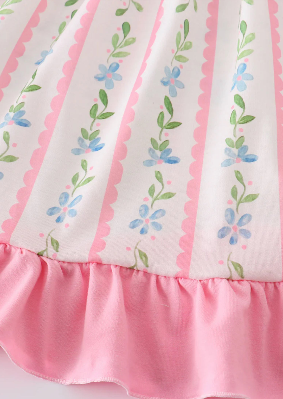 PINK FLORAL PRINT GIRL RUFFLE DRESS
