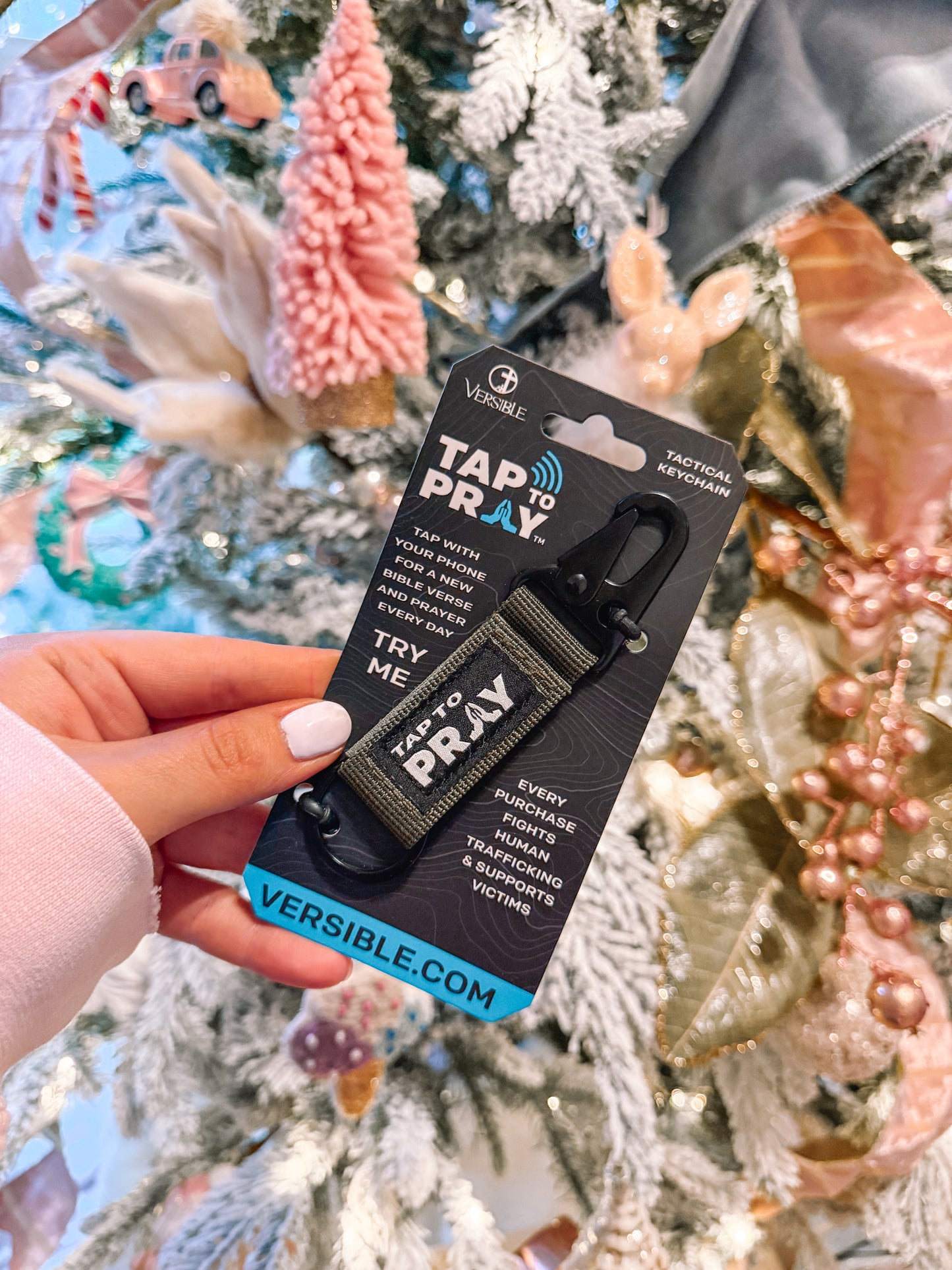 Tap To Pray™ - Green Tactical Carabiner Keychain