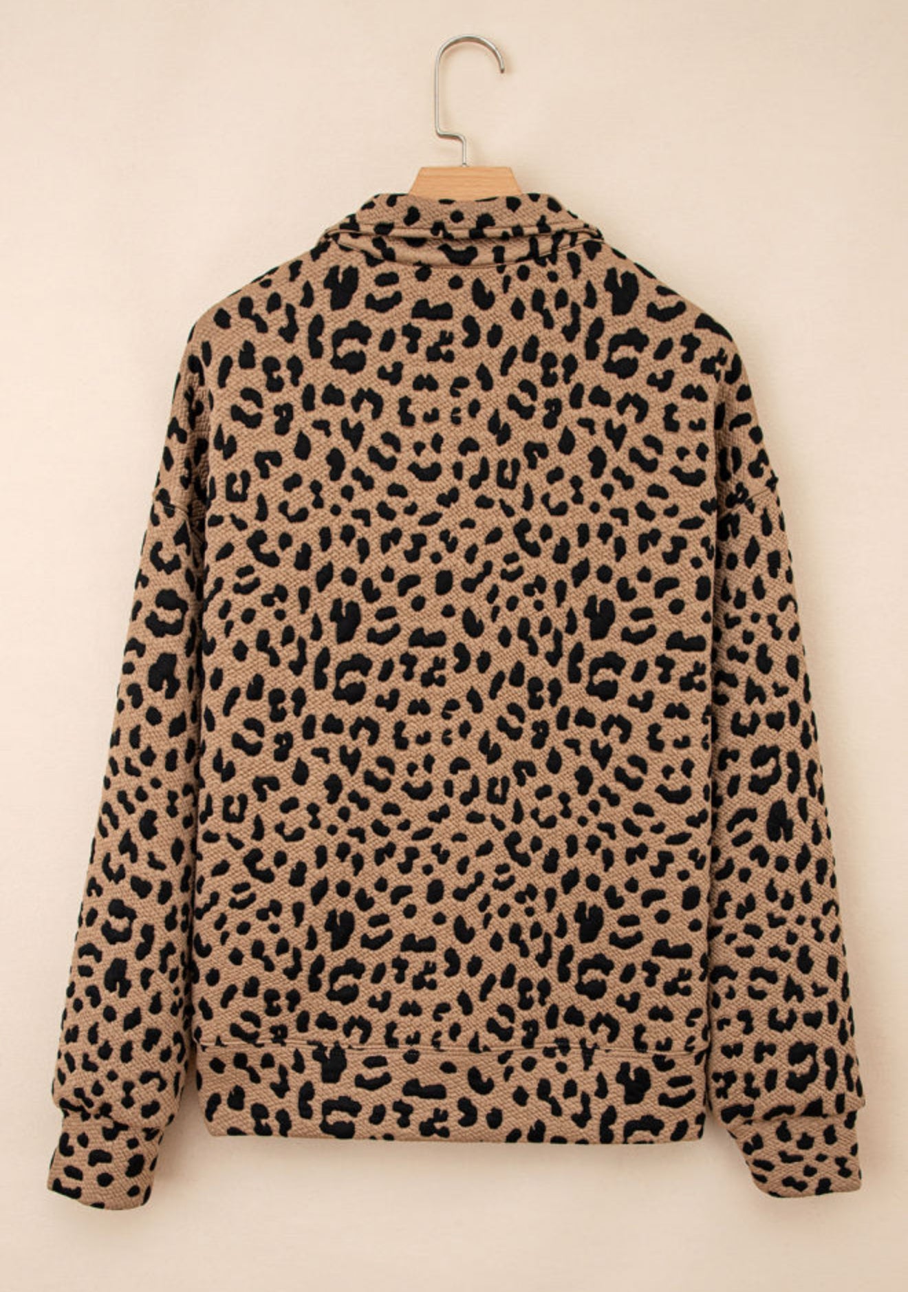 Brown Leopard Print Quarter Zip Sweatshirt - PREORDER