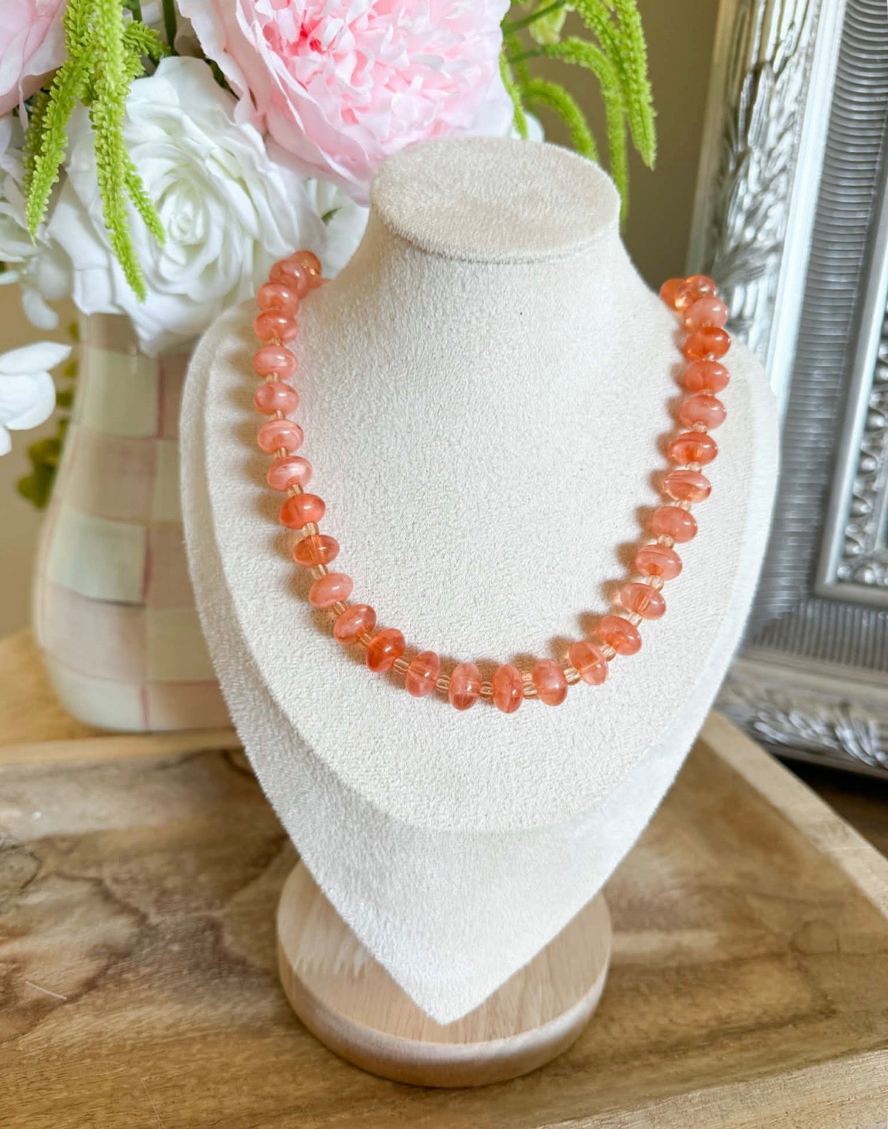 Peach Beaded Necklace