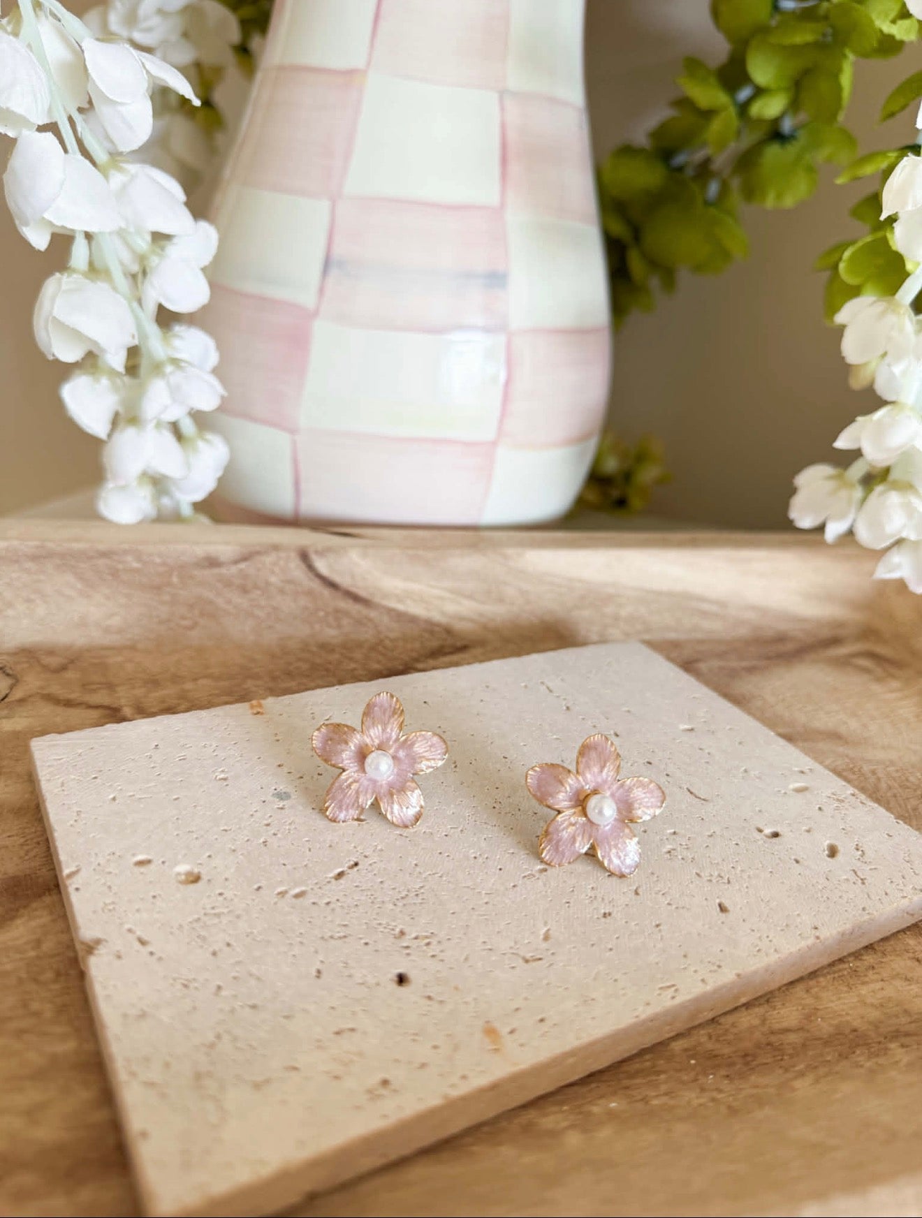 Pink Flower Earrings