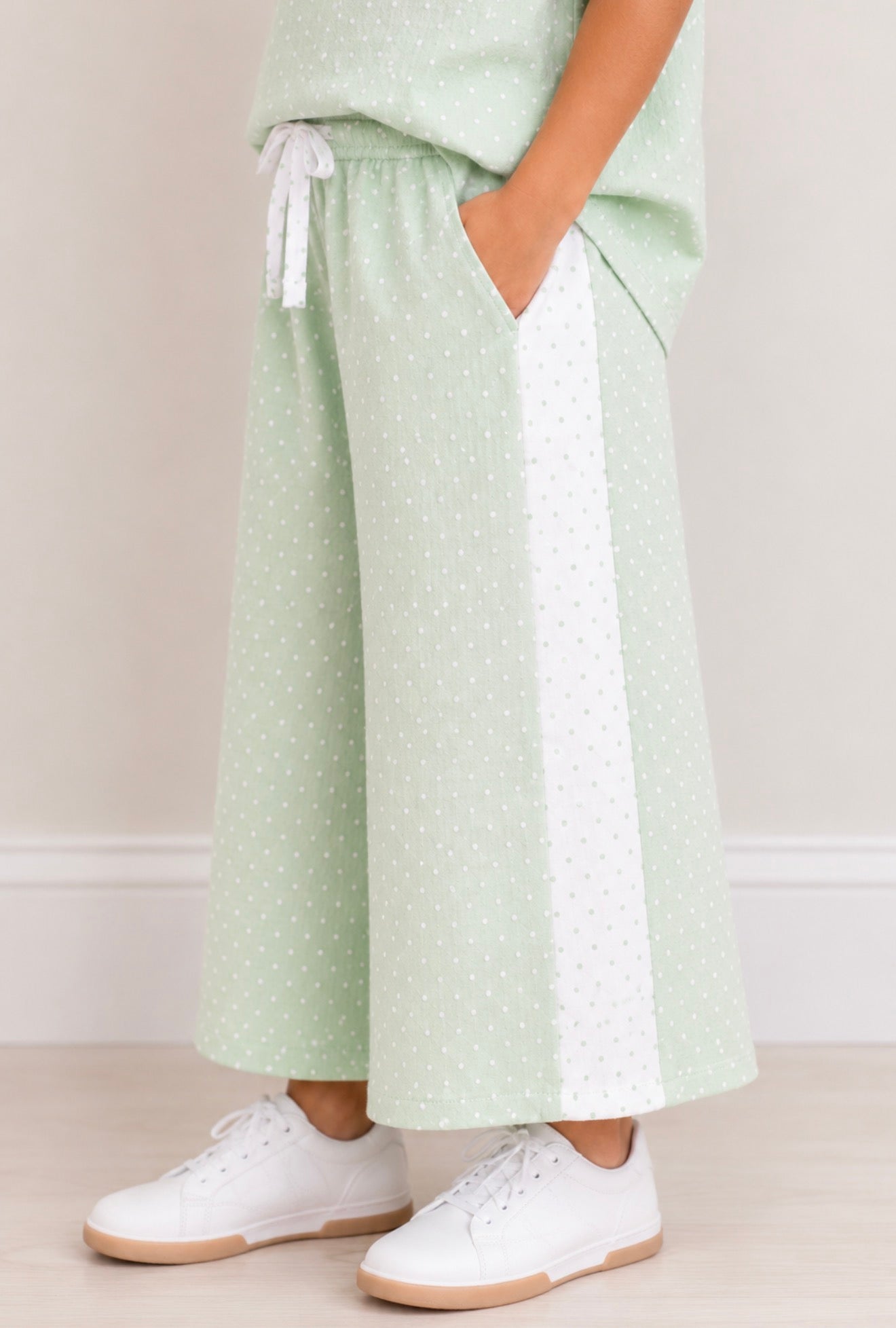 Girls Green Polka Dot Two Piece Set - PREORDER