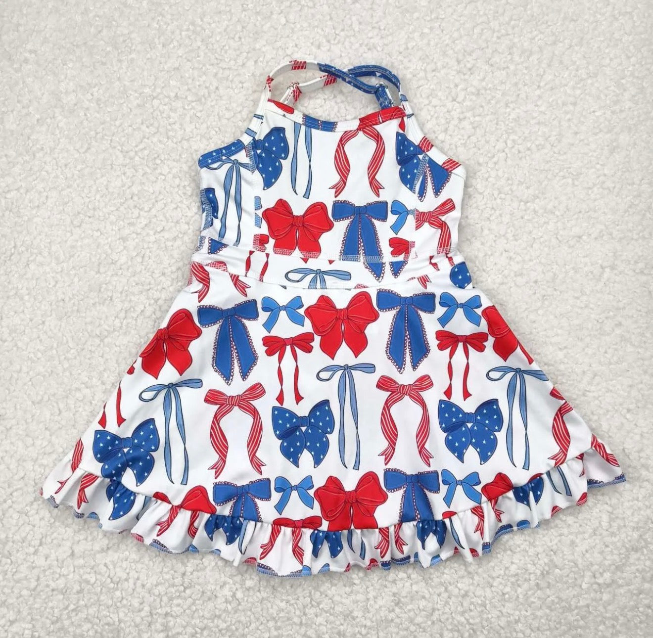 Girls Patriotic Bow Athletic Dress