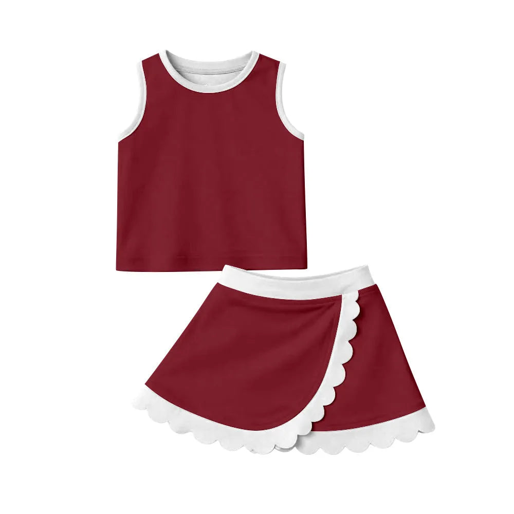 TODDLER CLOTHES MAROON PRINT GIRL SUMMER YOGA SET