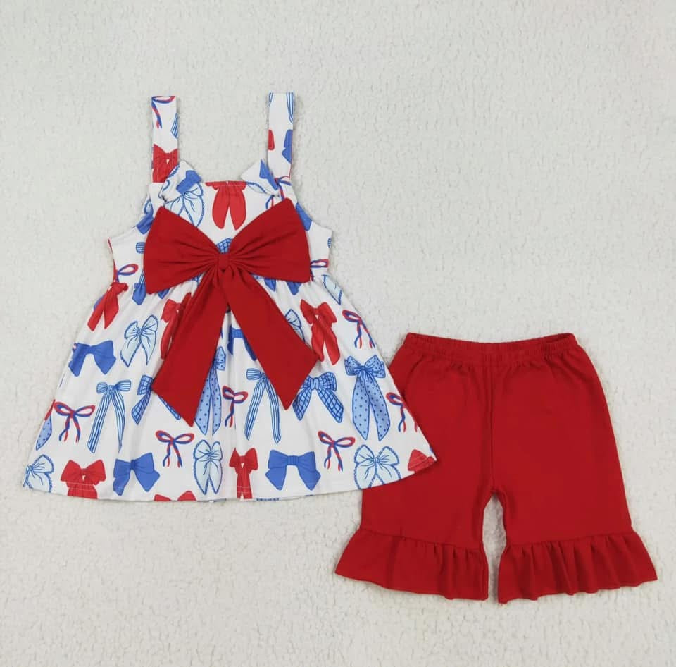 Girls Red White & Blue Bow Set - PREORDER