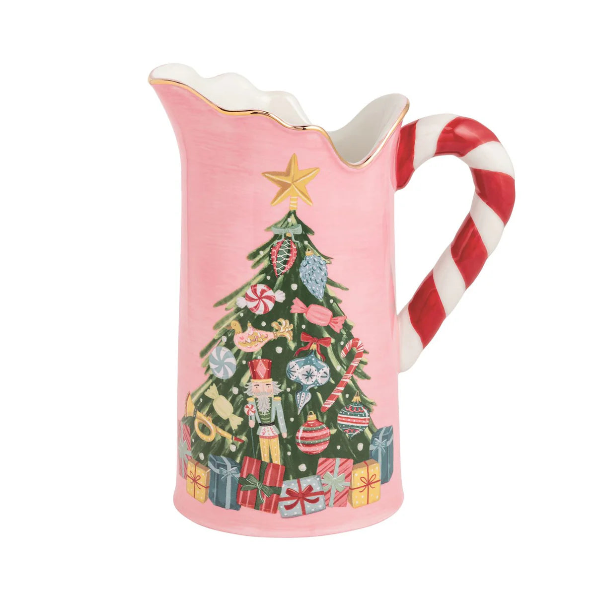 Mud Pie Tree Candy Cane Handle Pitcher