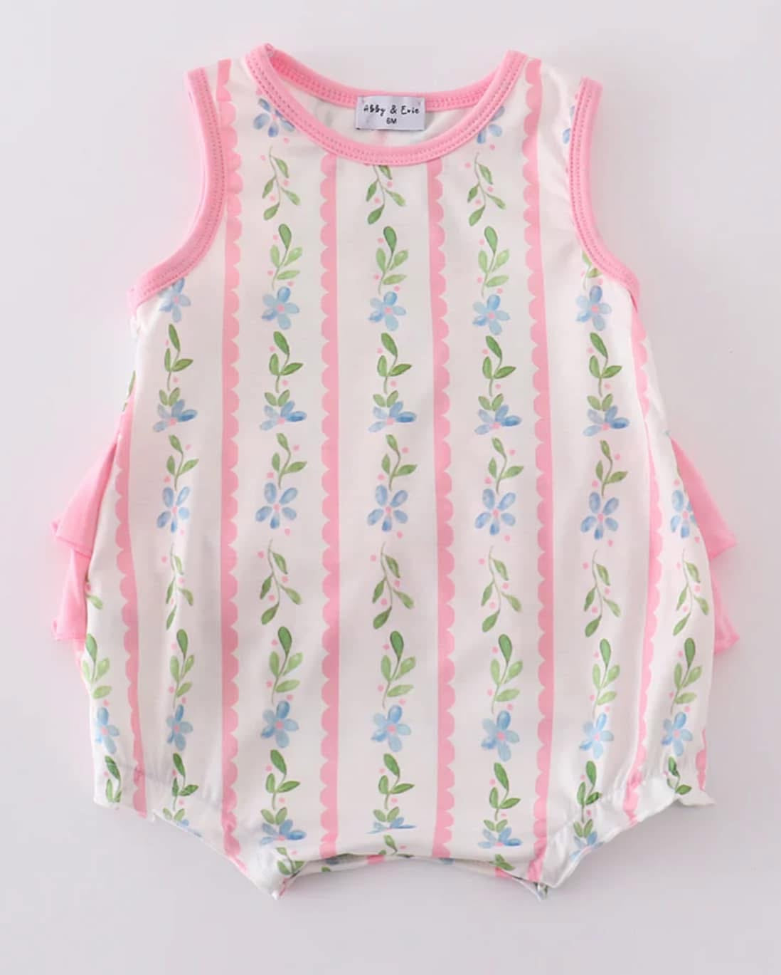 PINK FLORAL PRINT GIRL RUFFLE BUBBLE