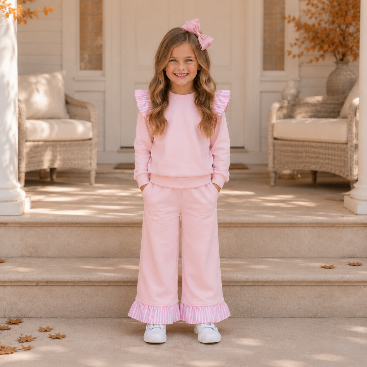 Girls Light Pink & Light Pink Ruffle Set - PREORDER