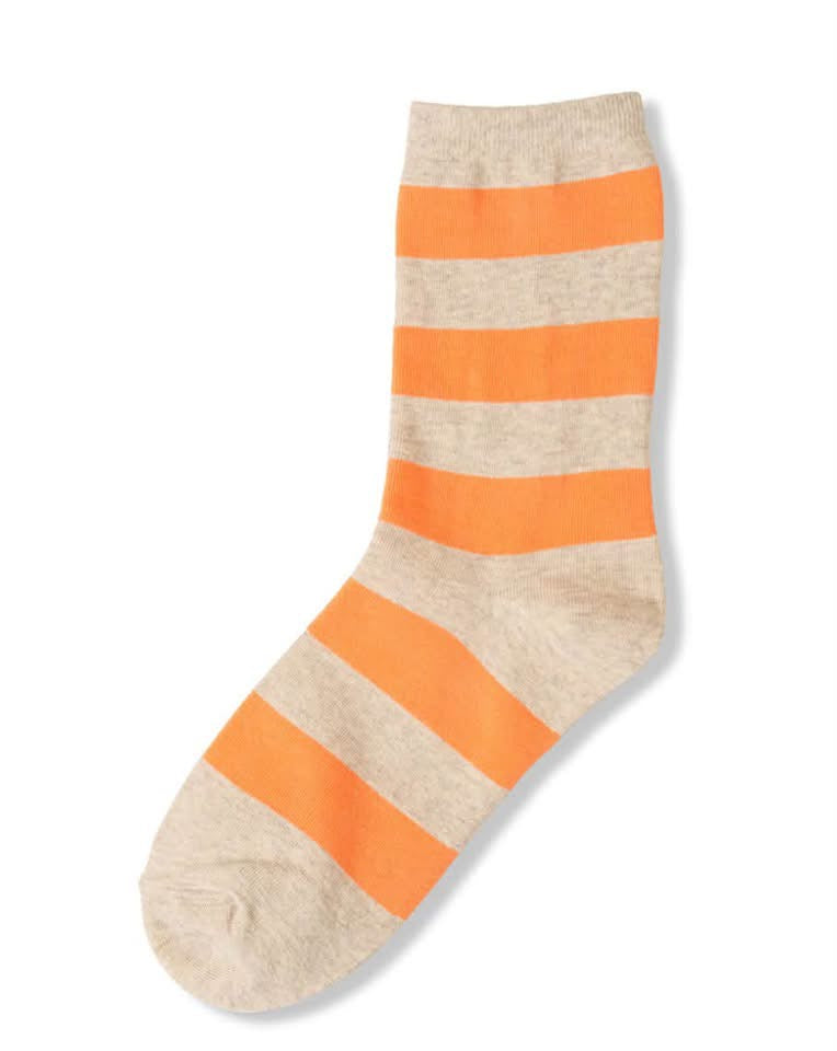 Orange Striped Crew Socks