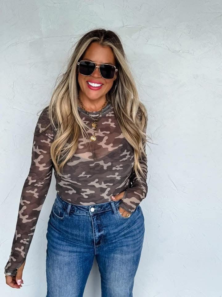 Camo Mesh Top