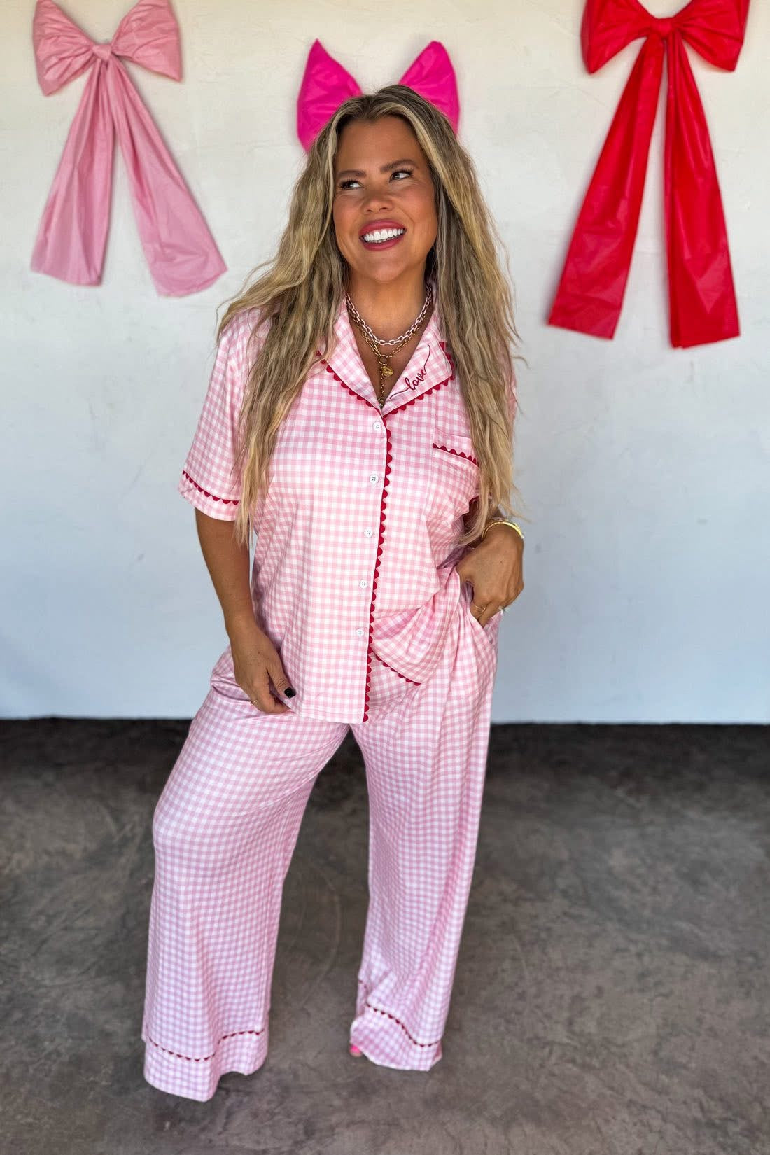 Pink Gingham Luxe Pajamas
