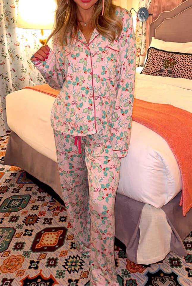Pink Mistletoe Pajamas