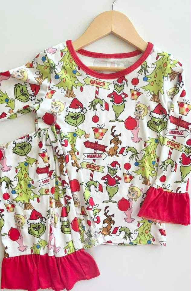 Girls Grinch Pajamas - PREORDER