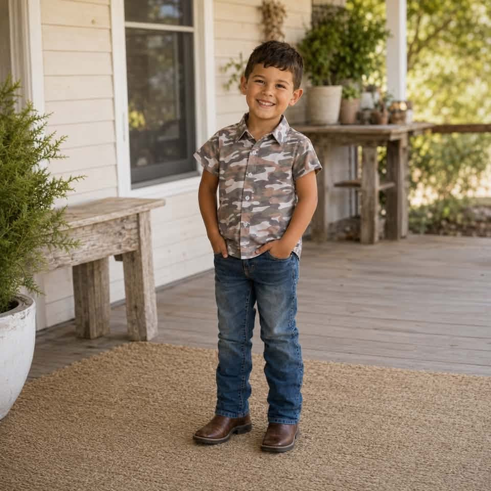 Boys Camo Short Sleeve Button Up Style 4 - PREORDER