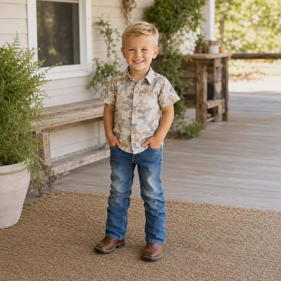 Boys Camo Short Sleeve Button Up Style 5 - PREORDER