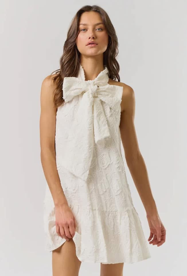 Halter Neck Bow Embellished
Texture Dress